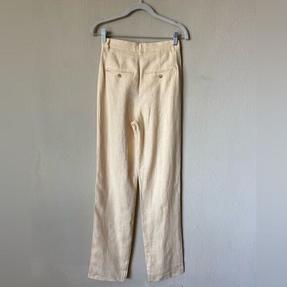 NWT Anine Bing Jay Straight Cream Pants Linen Size 30 - Picture 8 of 9
